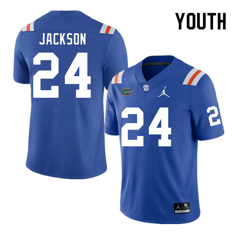 Youth #24 Ja'Kobi Jackson Florida Gators College Football Jerseys Stitched Sale-Throwback